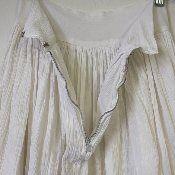 Vintage White Bark Crepe High Waist Gathered Skirt - Picture 4 of 7